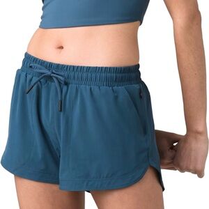 Prana Caselo Teal Blue Athletic Shorts with Elastic Waistband Zip Pocket XL